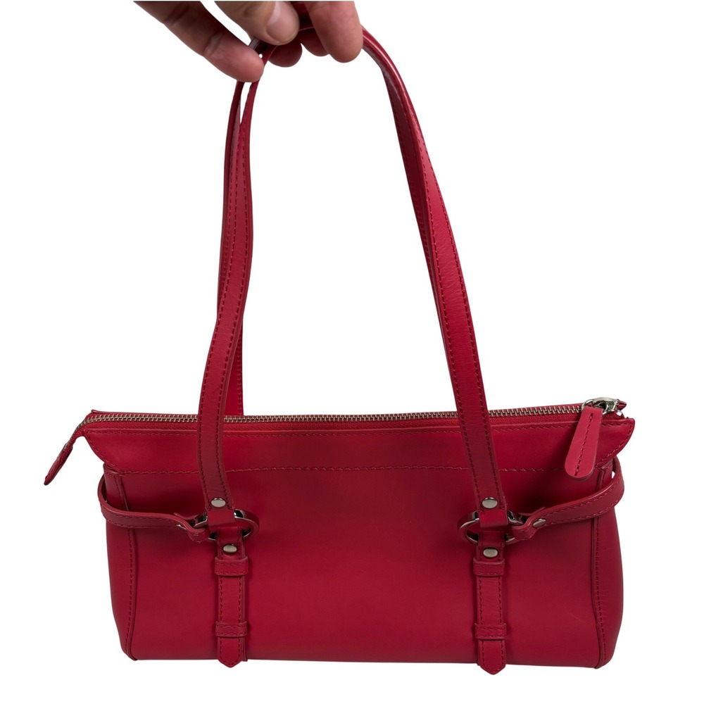 Talbots Shoulder Bag Small Watermelon Pink Leather Y2K Baguette Bag Minimalist
